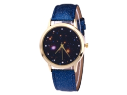 Reloj De Pulsera Analógico De Cuarzo Redondo, Reloj De Lujo Informal Para Parejas, Azul Oscuro.