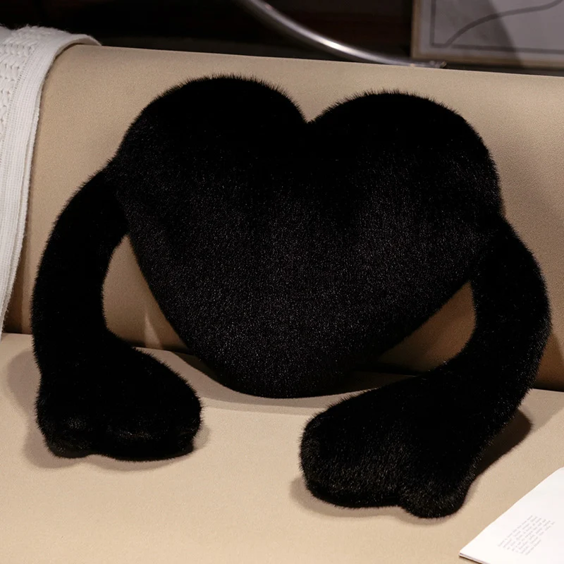 Cojín Decorativo Para Sofá Con Forma De Corazón (negro, 50 Cm), Suave.