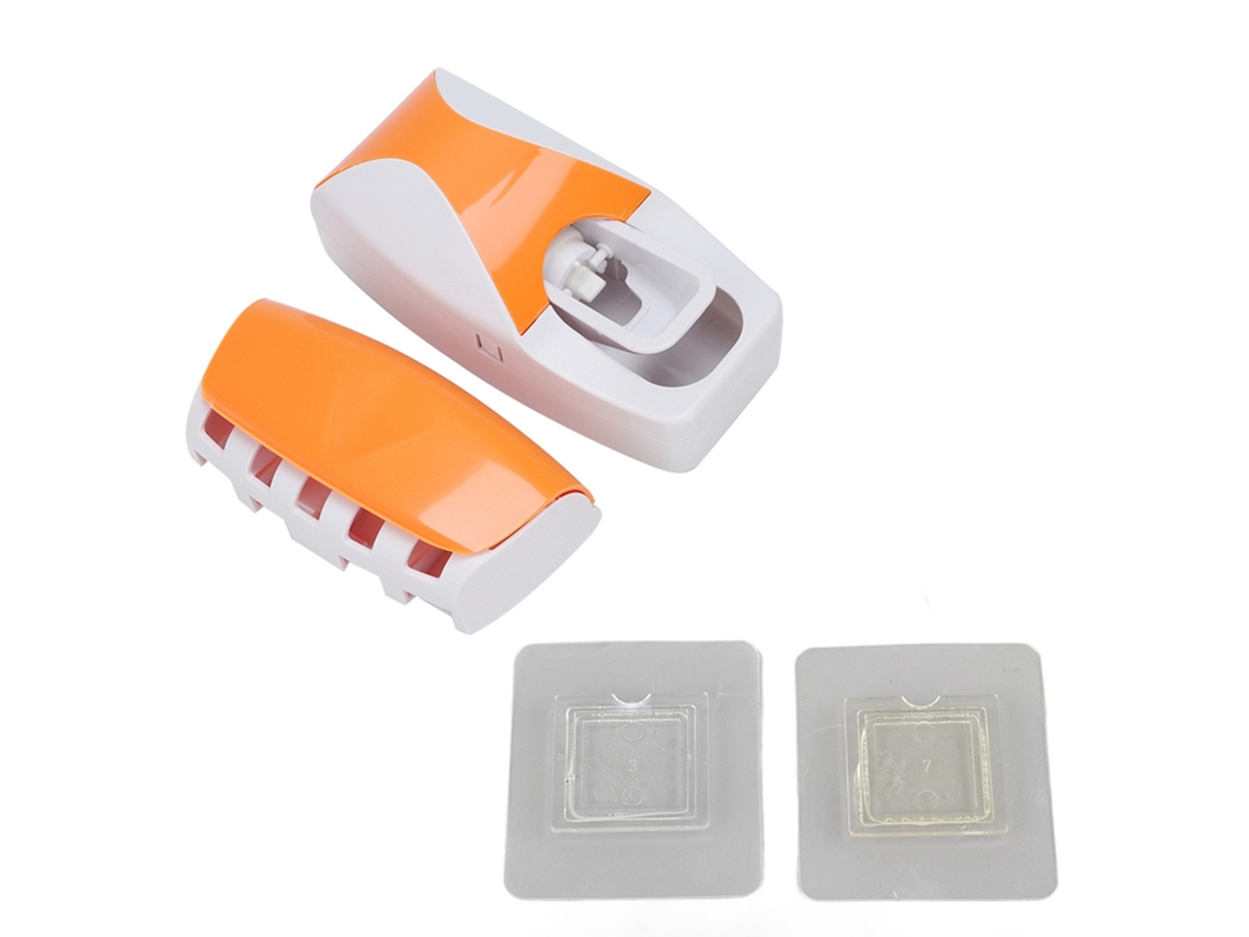Dispensador Automático De Pasta De Dientes Y Soporte Para Cepillos De Dientes (conjunto De Pared) - Naranja