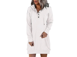 2026-12485-vestido Casual Con Capucha Maigswhoo Para Mujer Talla Regular Invierno Otoño Manga Larga Xxl Blanco