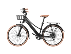 Bicicleta eléctrica Plymouth negra para adultos, cuadro de aluminio con cuadro bajo | Neumáticos CST 70040c | Motor Emotorad de 36 V y 250 W