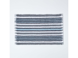 Homescapes Handloomed Striped Cotton Black Bath Mat