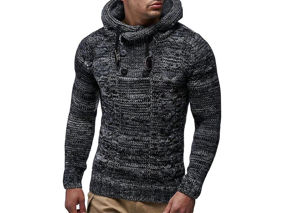 2026-jersey De Punto Con Capucha Y Cuello Alto Para Hombre Manga Larga Casual Pullover
