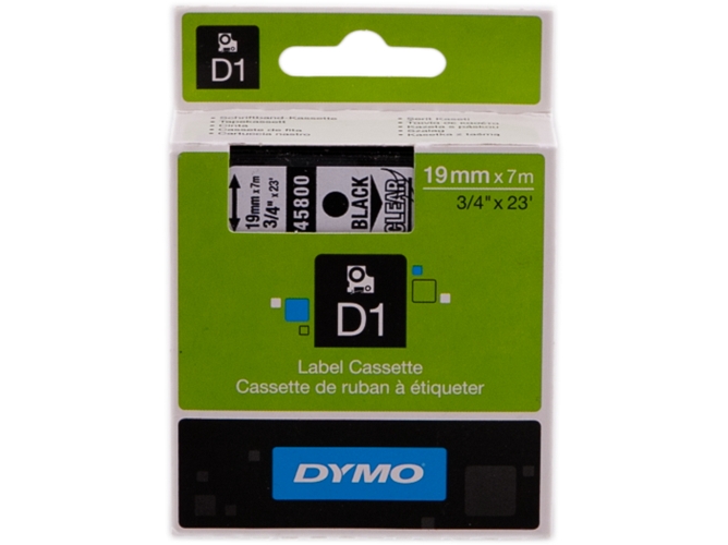 Cinta Etiquetas DYMO D1 19MMX7M Negro/Transparente S0720820
