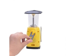 Lámpara de camping LED recargable solar Rebe con radio AM/FM y carga de emergencia para camping, tormentas y cortes de luz.