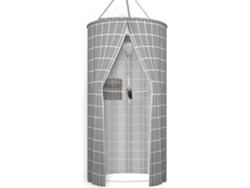 Cortina de ducha redonda de poliéster con doble cremallera y aislamiento portátil Jortmrd (gris, 0,9 m x 2 m)