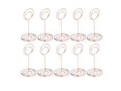 10 Soportes Redondos Para Números De Mesa Con Base Galvanizada En Oro Rosa, Elegantes Y Bonitos Para Bodas.