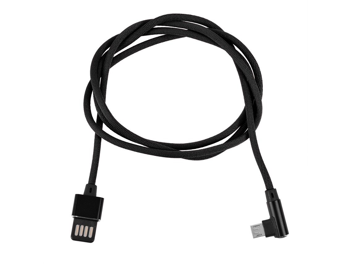 Cable De Datos De Carga Rápida De Tela De Algodón Micro Usb L Elbow Para Teléfono Tableta Negro