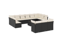 Maison Exclusive - Set Sofás De Jardín 14 Pzas Con Cojines Ratán Sintético Negro