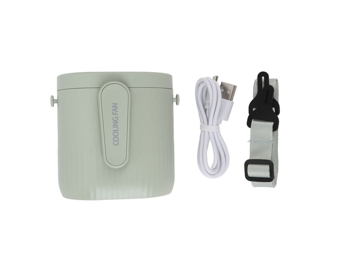 Ventilador De Cintura Portátil Clip 3 Velocidades Bateria 4000mah Silencioso Para Trabalho Ao Ar Livre Cinza Verde