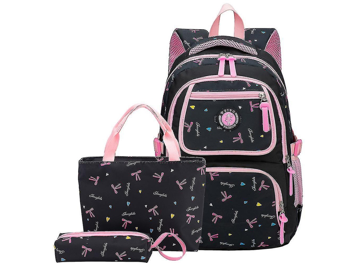 Mochilas de gran capacidad para estudiantes de primaria y secundaria, color negro Chennnls