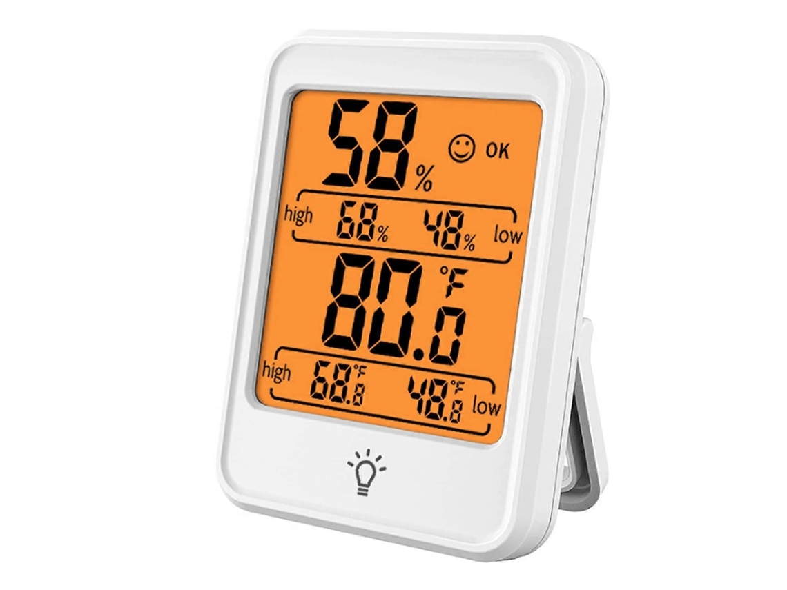 Termómetro e higrómetro digital para interiores con registro de temperatura máxima y mínima. GOKOCO
