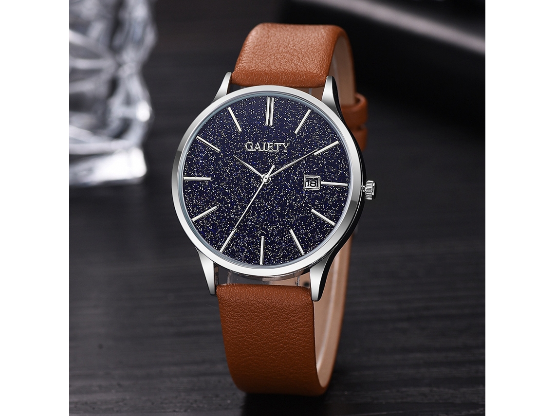 Reloj De Cuarzo Para Hombre Con Diseño De Cielo Estrellado Y Correa De Cuero Sintético De Moda (10)