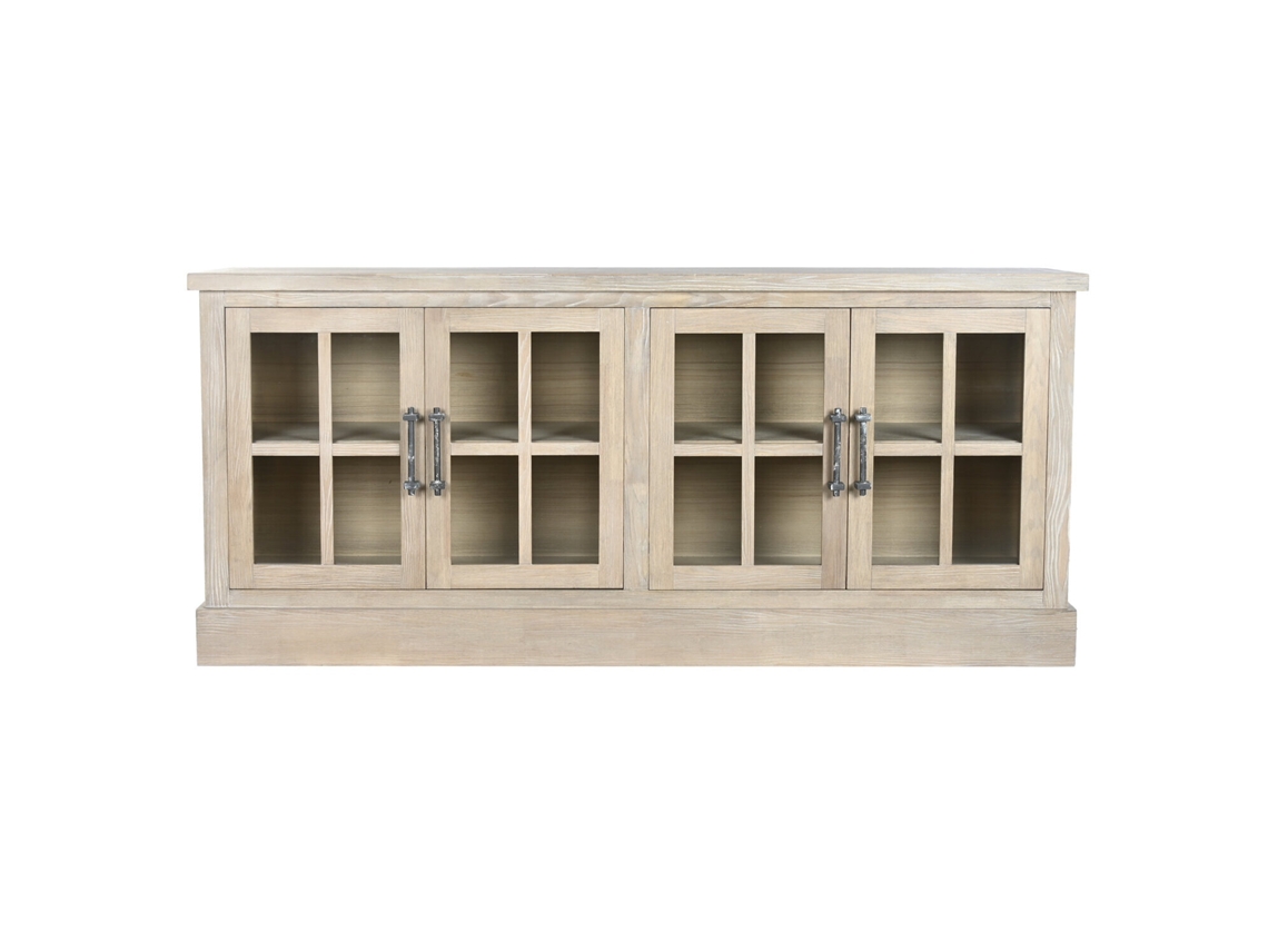 Aparador de madera de hevea con tapa de cristal natural ALEXANDRA HOUSE LIVING (180x40x82cm)