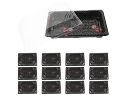 Caja De Embalaje Para Sushi Con 25 Piezas, Recipiente Reutilizable, Bandeja Plástico, Tapas.
