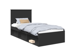 Maison Exclusive - Estructura De Cama Negro 90 X 190 Cm Madera De Pino Macizo