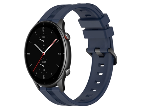 Correa Smartwatch para Amazfit GTR 2e 22mm Silicona Cóncava Rayada (Azul Marino)