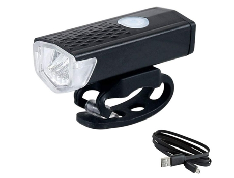 Faro De Bicicleta, Linterna De Viaje Segura Para Bicicleta Con Usb Recargable, 300 Lúmenes, 3 Modos, Faro De Bicicleta Led (Negro) CHRONUS