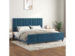 Estructura Cama Sin Colchón Terciopelo Azul Oscuro 200x200 Cm