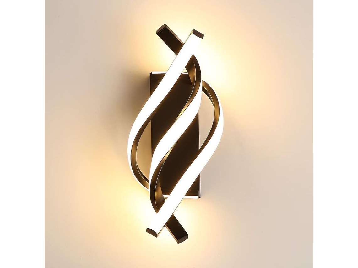 Aplique De Pared Led Moderno En Espiral, 26 W, Luz Cálida, Acrílico, Para Interiores, Ideal Para Dormitorio, Baño, Sala De Estar Y Pasillo (negro).
