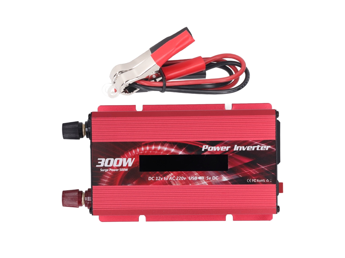 Inversor De Energía Para Coche 300w Dc 12v A Ac 220v Con Puerto Usb 2.0, Enfriador Y Pantalla Lcd