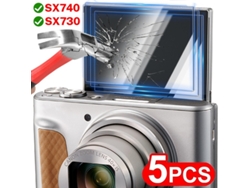 Juego de 5 protectores de pantalla de vidrio templado antirroturas con arco para Canon PowerShot SX730HS/SX740HS DIGITALLAB