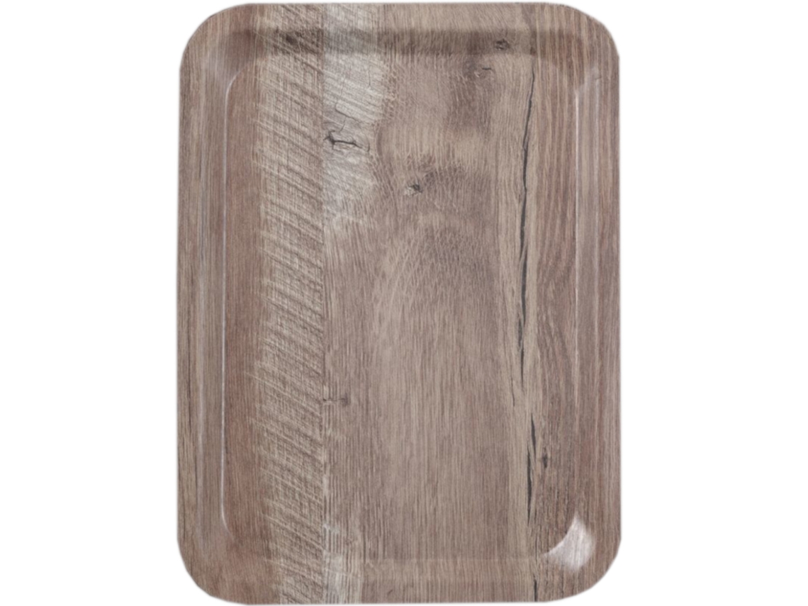 Bandeja rectangular antideslizante AMER BOX de 370 x 530 mm, madera oscura.