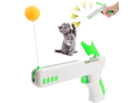 Rompecabezas de juguete interactivo para gatos, pistola interactiva de rebote para gatos, juguete interactivo de felpa, verde ZMDECQNA