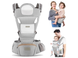 Portabebés multifuncional transpirable con asiento de cadera para bebés de 0 a 36 meses, gris Digitallab