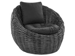 Silla de jardín BELIANI Lerici de Ratán Negro 97x55x80
