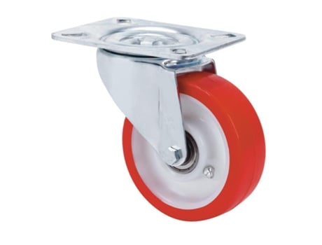 Rueda giratora placa 10tvc125-pob nylon blanco-poliur.rojo eje bolas ALEX