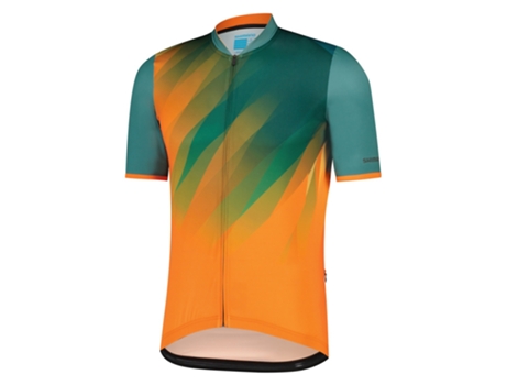Camiseta de Hombre SHIMANO Maillot Corta Cremallera Completa Naranja (M)