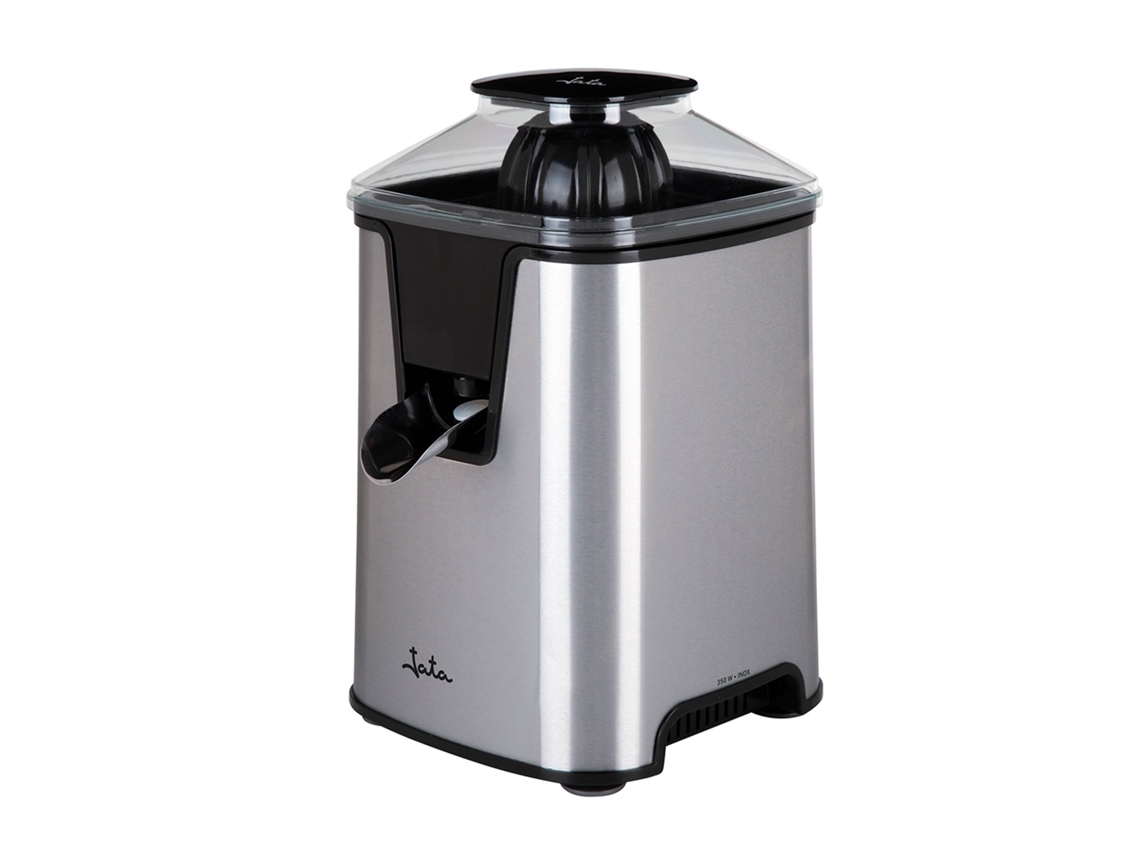 JATA Jeex1046 Exprimidor Eléctrico de Acero Inoxidable . Doble Cono. Vertido Continuo. Filtro Con Regulador de Pulpa. Desmontable. Antigoteo. Base Ant