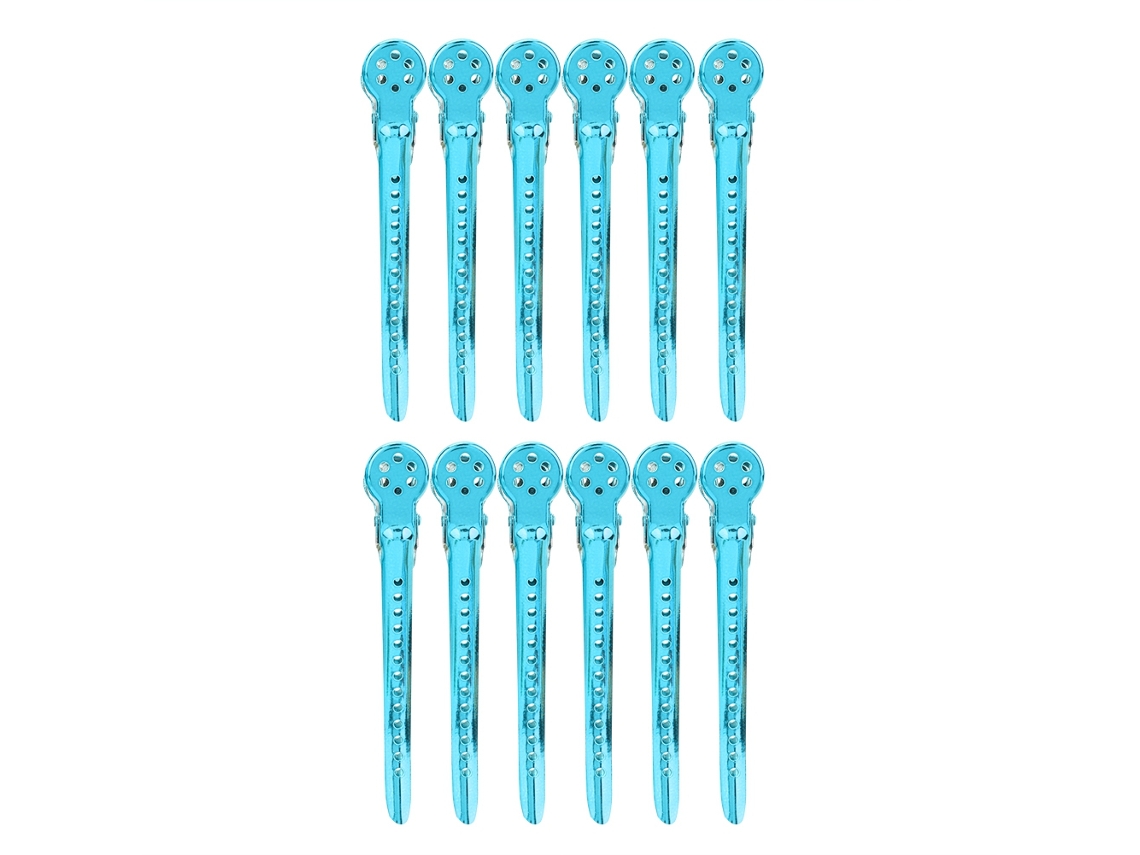 12 Pinzas Para El Cabello Por Caja, Prensas Para Secciones De Peinado Estilo Salón, Color Azul.