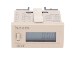 Temporizador electrónico industrial H7et con batería integrada y pantalla LCD de 6 dígitos reiniciable.