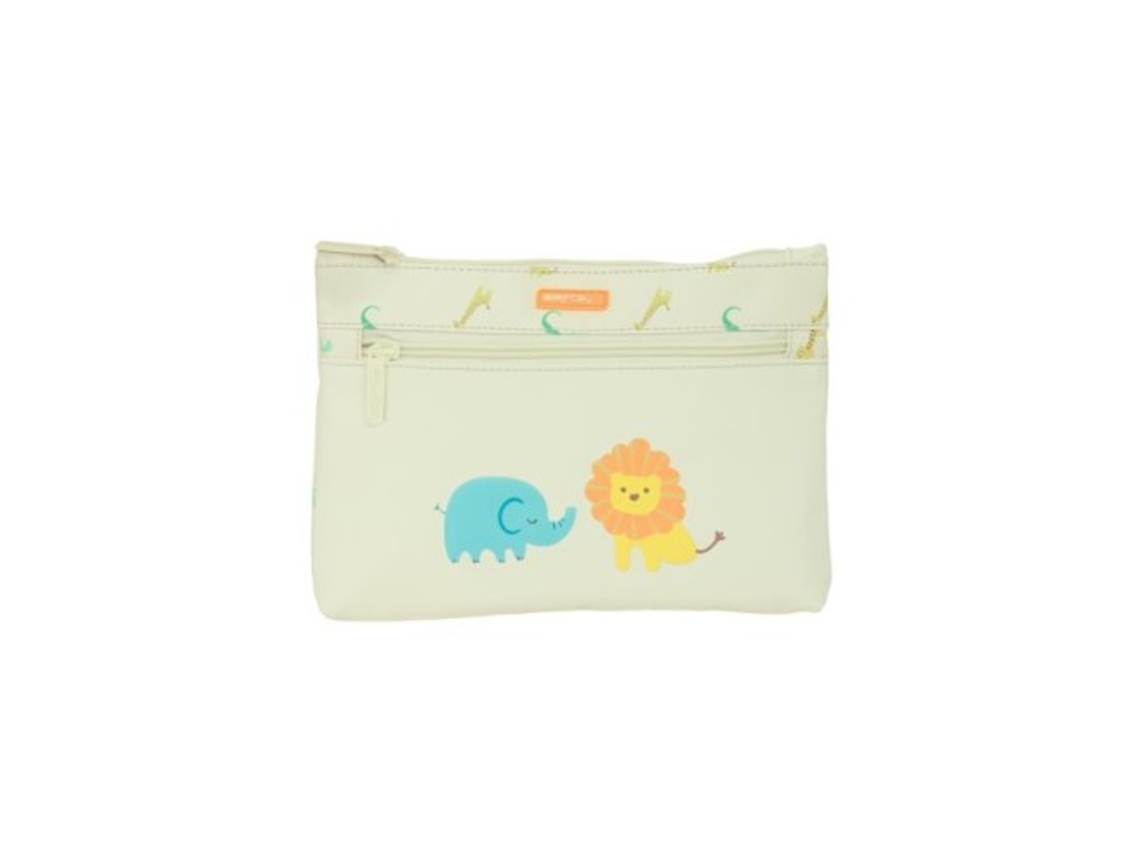 Estuche grande 2 lápices color crema. Safta - Juego de mesa preescolar Jungle, fácil de limpiar, 23 x 16 x 3 cm
