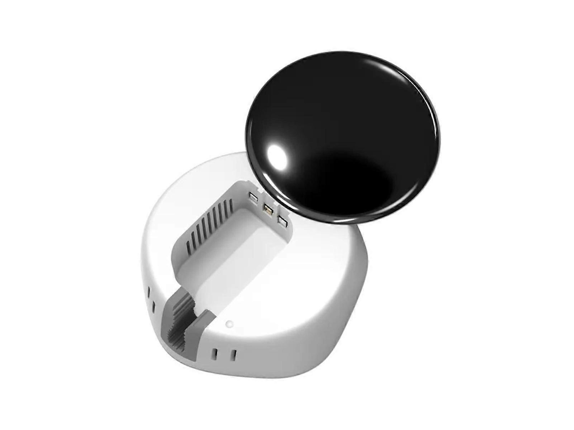 Mini esterilizador portátil recargable para cepillos de dientes con luz UVC, ideal para viajes. Caja blanca. Nostalgia88