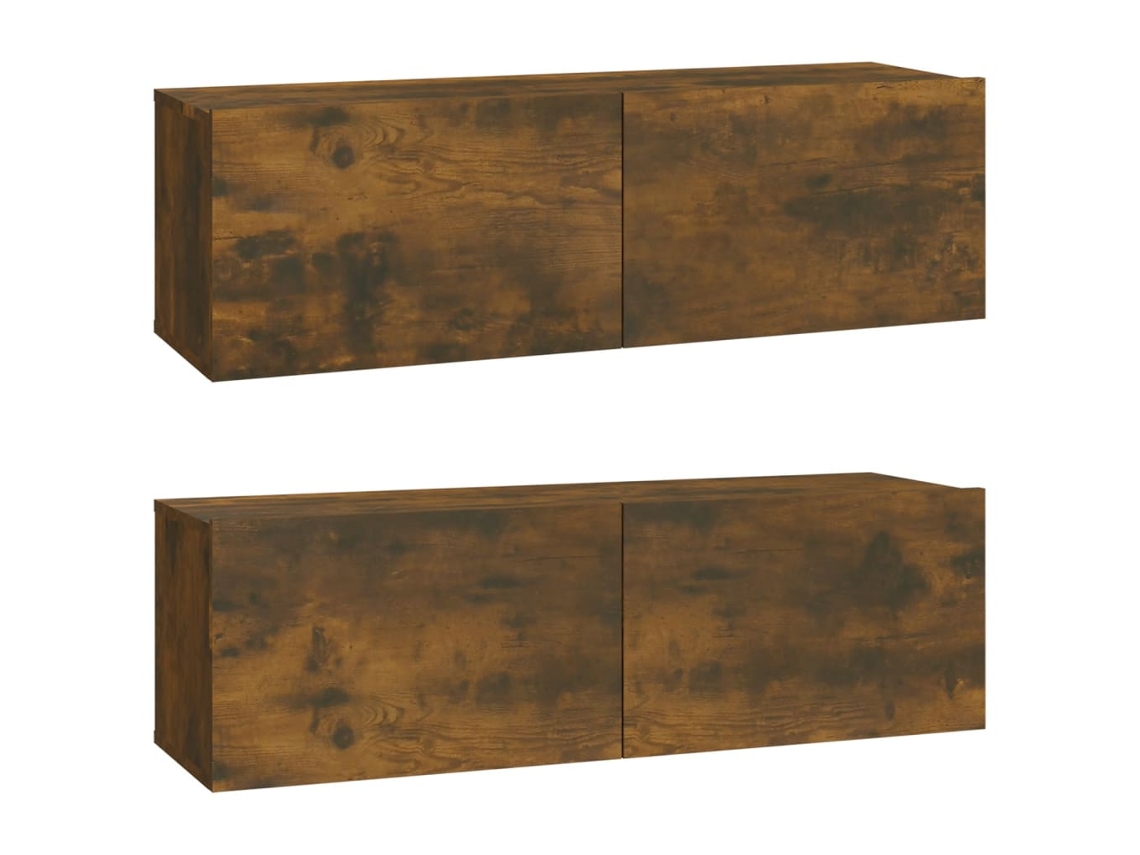 Maison Exclusive - Muebles De Pared De Tv 2 Uds Madera Roble Ahumado 100x30x30 Cm