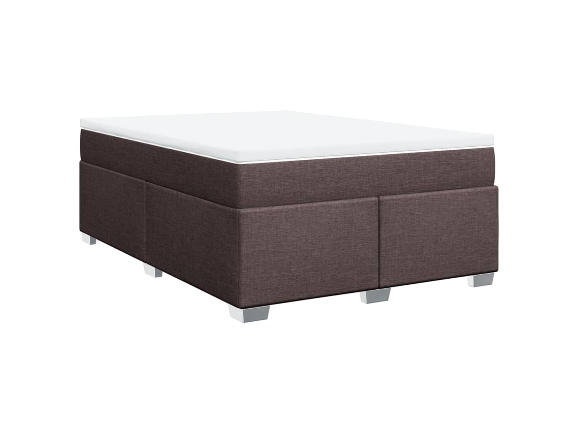 Maison Exclusive - Cama Box Spring Con Colchón Tela Marrón Oscuro 160x200 Cm