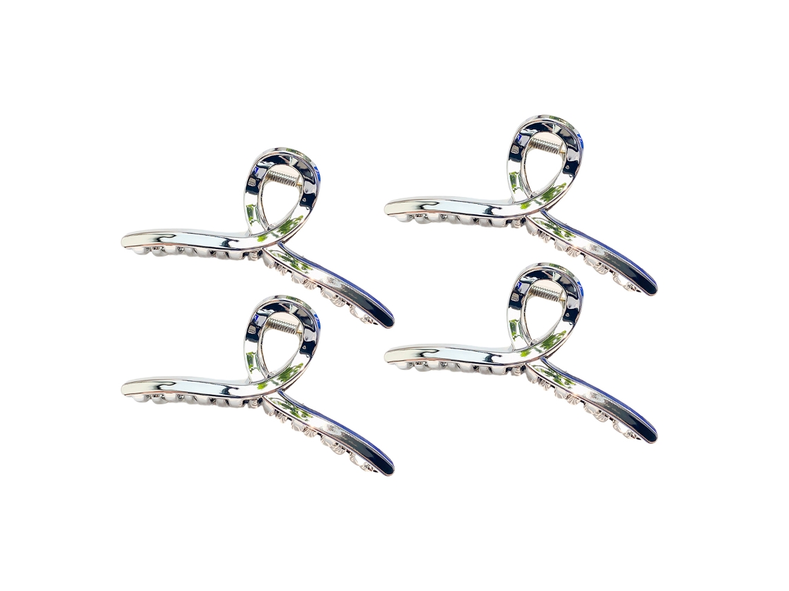 4 piezas de accesorios para el cabello, 11 cm, pinza para el cabello con diseño de tiburón de metal y plástico simple y grande