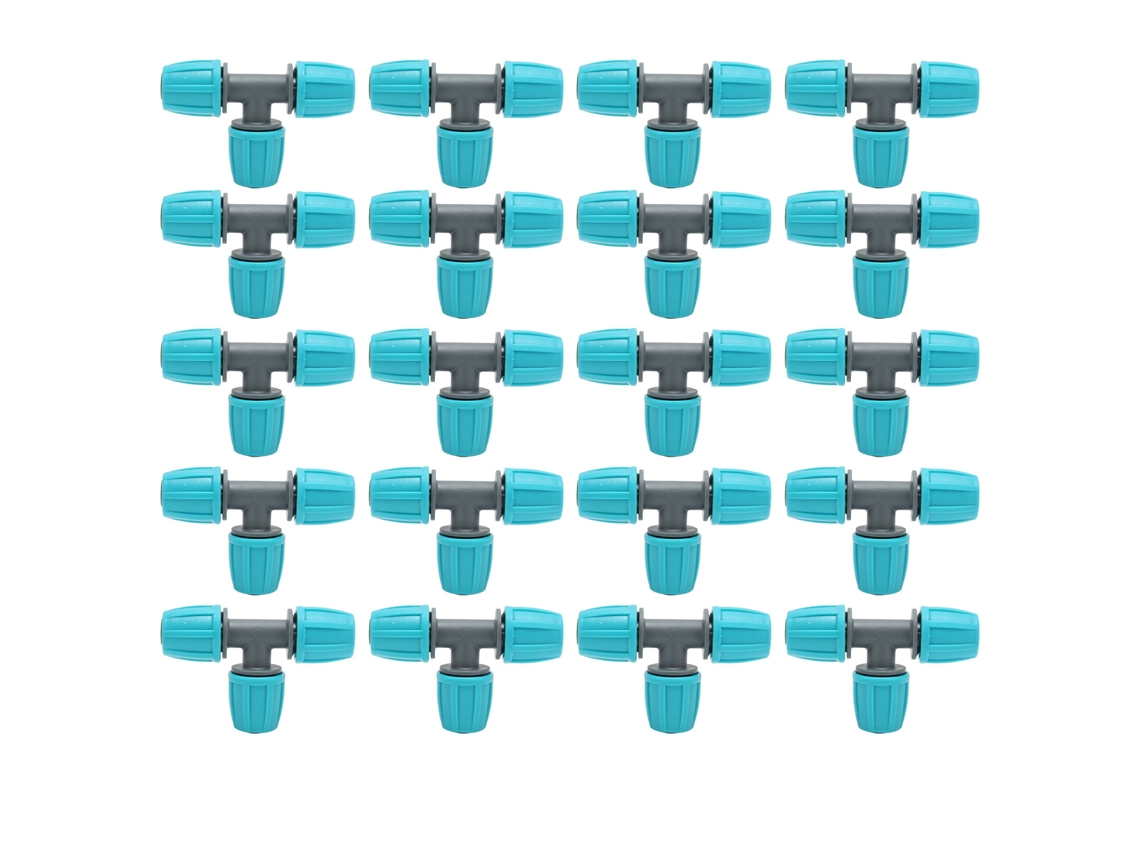 Conector en T para tubería de PE de 20 piezas, 16 mm, para riego, jardín y agricultura.