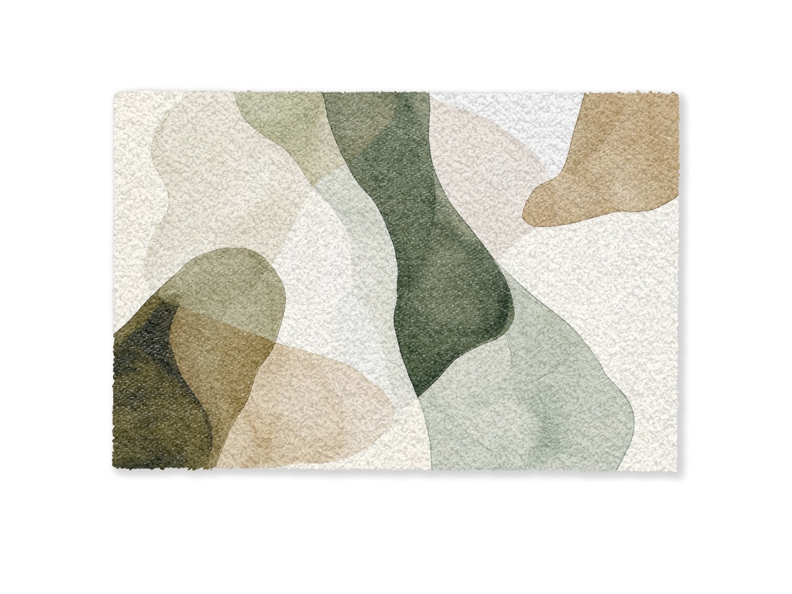 Felpudo Japandi - Abstracto - Verde 90x60