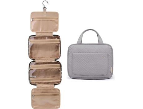 Bolsa De Aseo Bolsa De Viaje Con Gancho Para Colgar, Bolsa De Cosméticos Resistente Al Agua, Organizador De Viaje, Mediano, Gris ZMDECQNA
