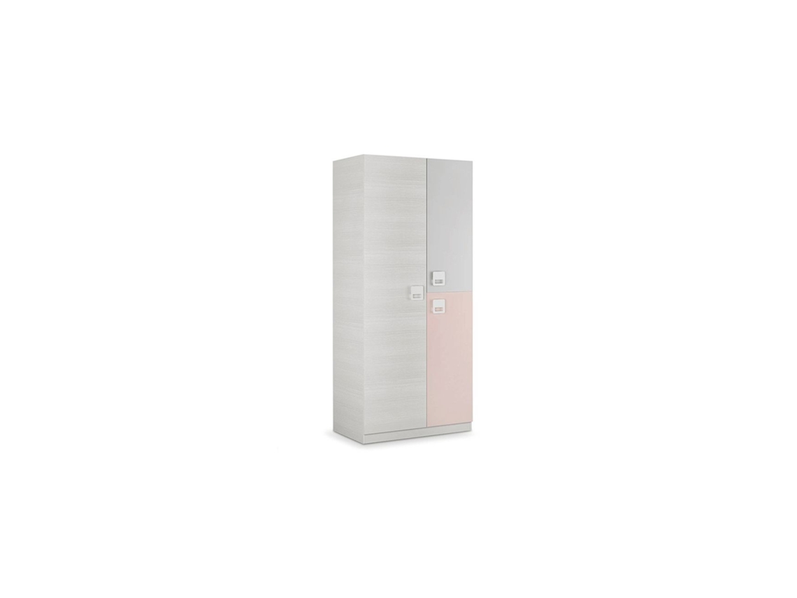 Armario juvenil Nube Blanco Alpes - Rosa y Gris 90 x 200 x 52 cm