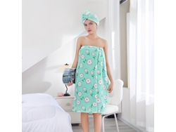 Conjunto: Albornoz Estampado + Secador De Pelo, Toalla De Forro Polar Coral Para Después Del Baño.