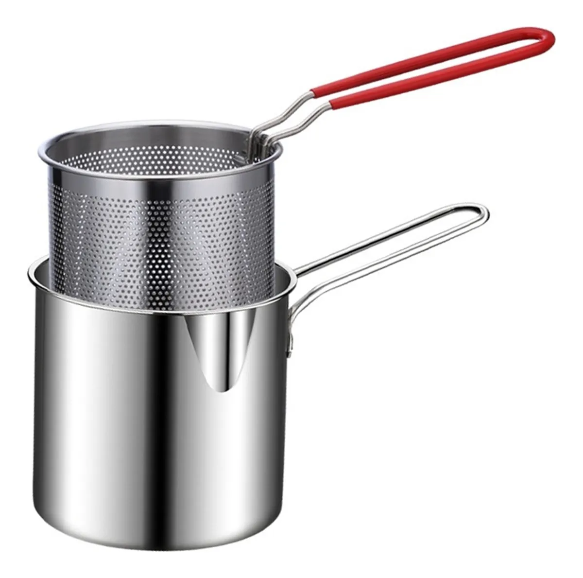 Sartén de acero inoxidable con mini cesto de basura