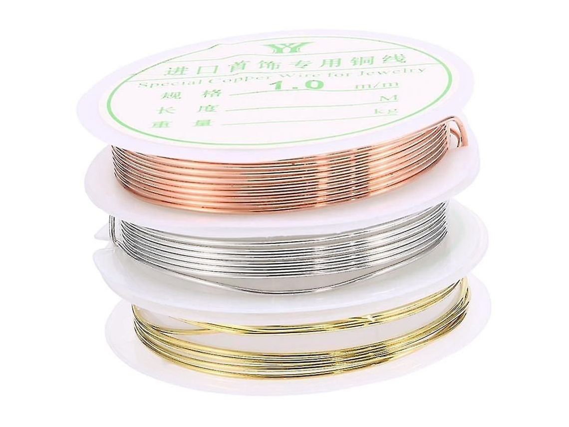 2026-hilo De Cobre Para Joyería 3 Rollos 1mm 1.5m Resistente A La Oxidación Plata Oro Para Manualidades De Bisutería
