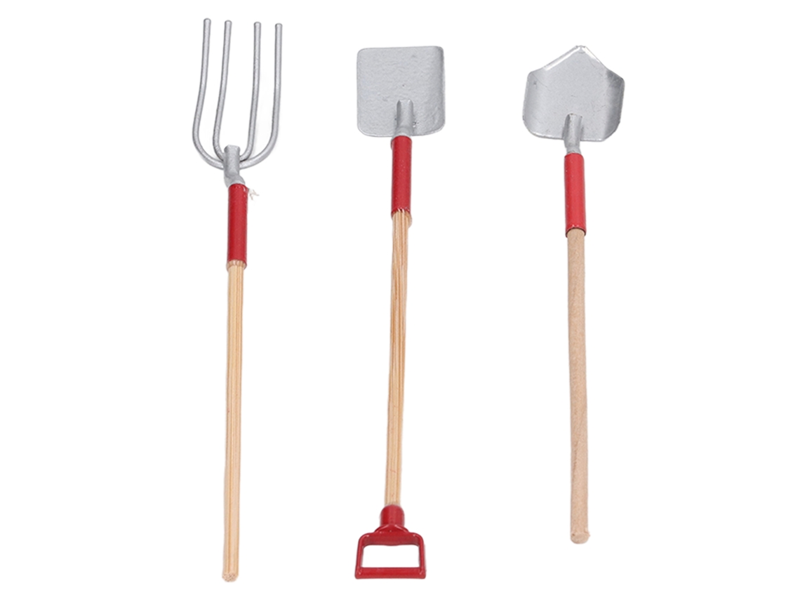 Mali 3pcs Ferramentas de Jardim Miniatura 1:12 para Casinha de Bonecas Acessórios de Jardinagem Prata