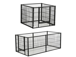 Parque Para Cães 6 Painéis Gaiola Metal Largura Ajustável Estrutura Aço 82,5-150x79x61cm Preto