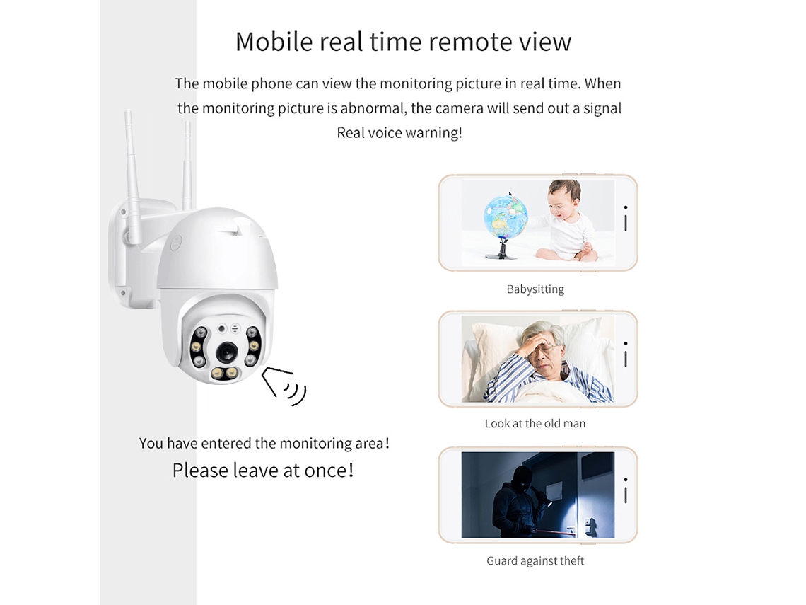Câmara De Segurança Ptz Wifi Exterior 1080p 2mp Inalámbrica